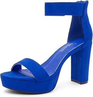 Chunky Platform Heels for Women – 4 Inch Block Heeled Sandals with Ankle Strap, Open Toe Dressy Strappy High Heels for Wedding, Party & Formal Events