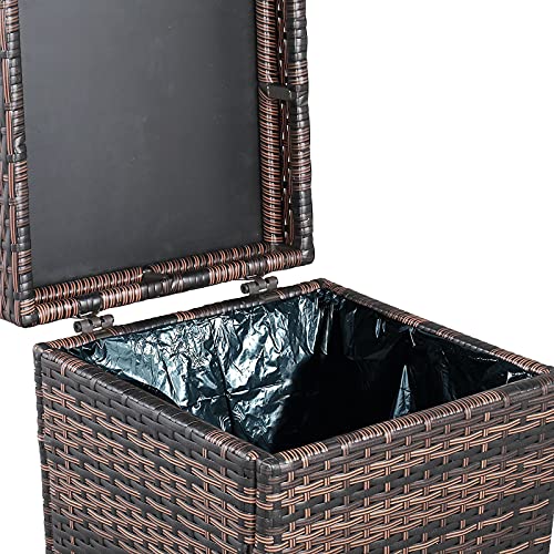 HomVent 26.7 Gallon Hideaway Can, Outdoor Wicker Trash Bin Rattan Patio