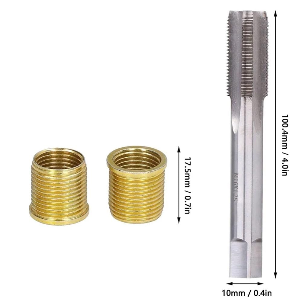 Kit di riparazione filettature M16X1,25 Maschio filettato M14X1,25 Inserti filettati adatti for il ripristino di filettature danneggiate Strumento for bobina Car Pro Strumento di riparazione auto