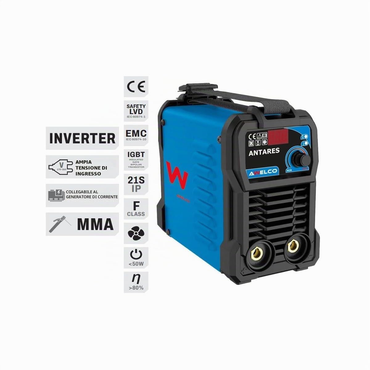 AWELCO - Saldatore inverter MIG MMA TIG 100A 3 in 1 - Elettrodi Rutile/Basic Alimentazione 230V