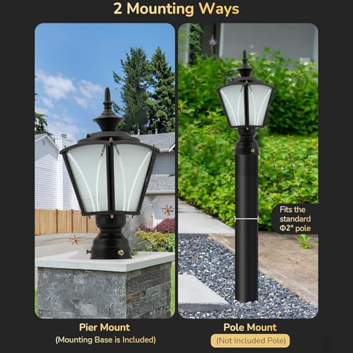 Image of SINOMAN Black Outdoor Exterier Lantern Gate Light Waterproof Lighting Fixture Lamp Perfect for Entrance, Patio Columns and Modern Design for Home Decor (Pack of 1) (Without Bulb)