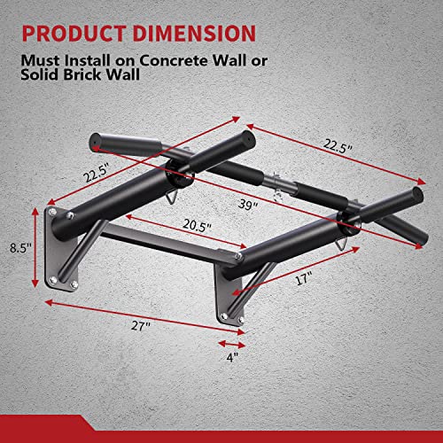 Wesfital Pull Up Bar Wall Mount, Strength Training Pull-Up Bar Chin Up Bar For Home Gym Workout Heavy-Duty Frame Supports To 440 Lbs #TOP5