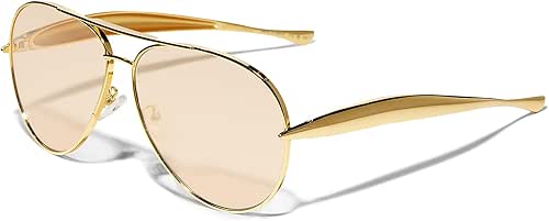 Retro Gold Aviator Sunglasses for Women Men, 2025 Metal Oversized