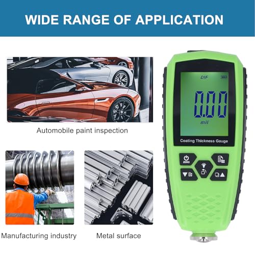 Calibrador digital RZ859 para grosor de pintura, medidor de profundidad de recubrimiento con sonda de alta precisión, cuerpo antideslizante, reconocimiento automático para uso en vehículos y hogar miniatura 2