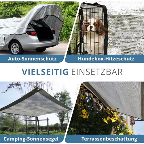 RAVE Aluminium-Schattennetz 6×4 m – Sonnenschutznetz für Auto & Hund – reflektierend, atmungsaktiv – Camping & Outdoor