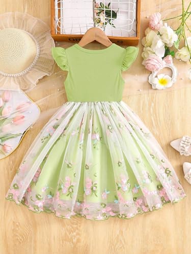 Image of Tagas Girls' Dress|Elegant Beige Baby Girl Dress with Lace Ruffles & Floral Embroidery - Long Sleeve Princess Birthday Party Dress | Comfortable & Stylish Kids Wear| PartFrock for Kids |