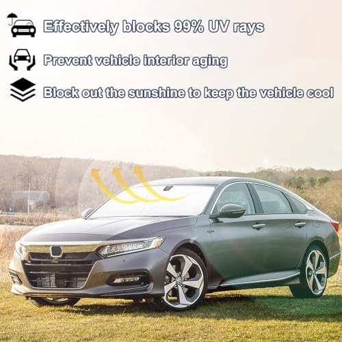 Image of Windshield Sun Shade for 2018-2022 Honda Accord, 310T Thick Polyester Full Coverage Sun Visor, Foldable Heat Block UV Protection
