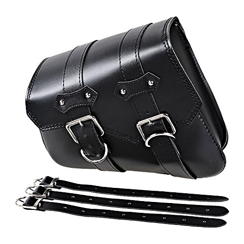 Astra Depot for Harley Sportster XL883 XL1200 Black PU Leather Solo Swing Arm Saddlebag (Left)