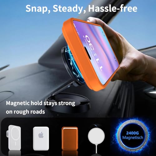 Image of Elzzi Translucent Matte Kickstand Case for iPhone 17 Pro, Built-in Adjustable Camera Stand, Magnetic MagSafe Shockproof Phone Cover (Cosmic Orange)