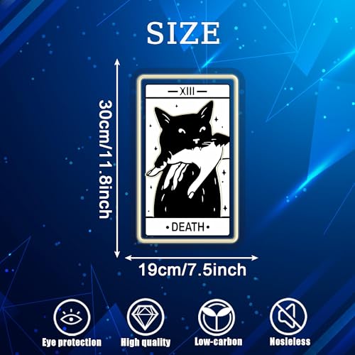 Image of Tarot Card Neon Sign, Death Tarot LED Halloween Neon Light Sign USB Powered, for Gothic Bedroom Game Room Black Cat Party Man Cave Decor, Birthday Gifts(11.8 * 7.4 In)
