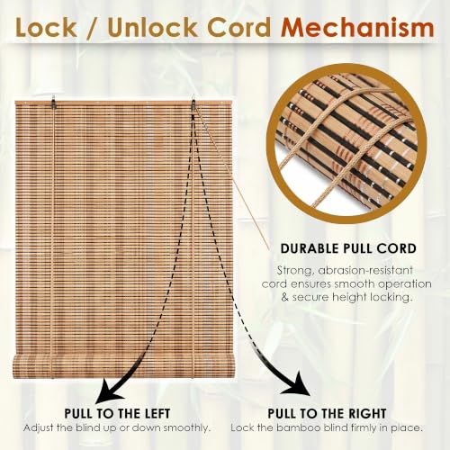 Image of Story@Home Bamboo Blinds for Balcony W 3 ft x H 7 ft (Pack of 2) | Rope Mechanism Roll Up Down Bamboo Shade for Sunlight Dust Protection Window Chick Blinds for Balcony -Beige & Black