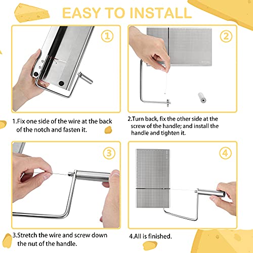 Wire Cheese Slicer,Stainless Steel Cheese Slicer With Accurate Size Scale，Stainless Steel Cheese Cutter With Serving Board #TOP4