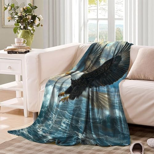 Couverture de voyage aigle plaid microfibre chaud pour lit canapé