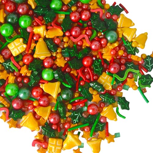 Image of Christmas Sprinkles for Cookie Decorating Edible Candy Pearls Christmas Bell Sprinkles Holiday Cookies Baking Cupcake Cake Toppers Decoratings Supplies