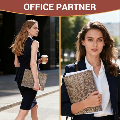 FORTAVEM Padfolio Portfolio Organizer Binder, Professional Embossed Faux Leather Interview Resume Folder with Magnetic Closure, Trifold A4 Letter Writing Pad Holder by FORTAVEM - Image 5