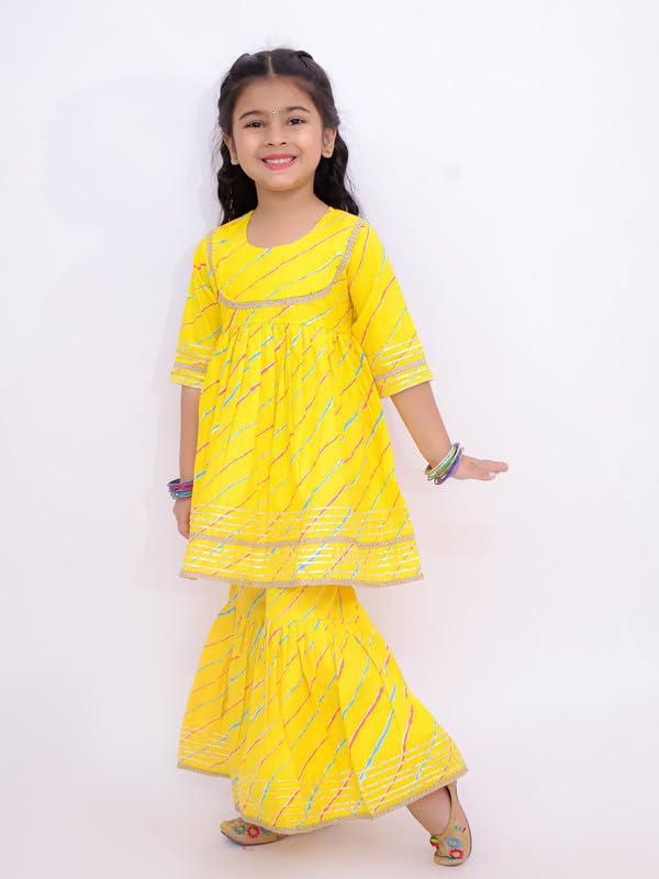 Image of LITTLE GINNIE Girls Kurta Sharara Set | Traditional Ethnic Wear for Kids