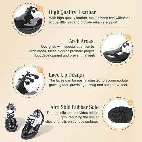 Image of KIDSUN Girl's Oxford School Uniform Dress Shoe Princess Flats Bow Slip on Loafer (Toddler /Little Kid)