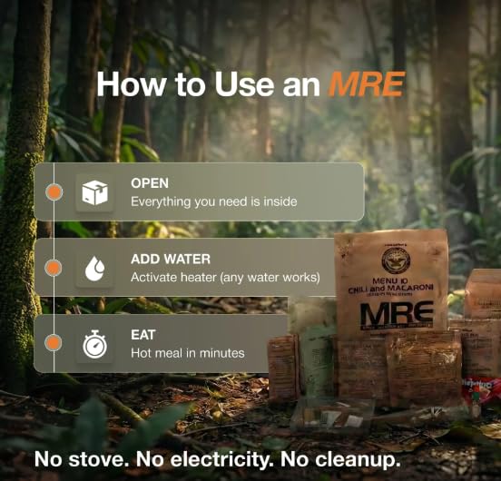 2026 Inspection MRE, U.S. MRE Meals, Emergency Supplies, Emergency Food Supply, Survival Food, Freeze Dried Food w/Flameless Heater, Ready Meals (Variety Pack of 24) – (2 x A and 2 x B Case Fresh Stock) MREs have 10 Year Shelf Life From Inspection Date (4)