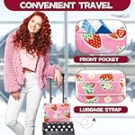 Strawberry Blanket and Pillow Set - Glow in The Dark Kids Travel Blanket Airplane Compact, Soft Fuzzy Pink Fruit Fleece Throws for Car, Plane, Traveling - Cute Strawberry Gifts for Girls 40"x60" - Image 4