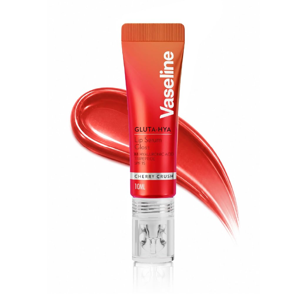 Vaseline Gluta-Hya Cherry Crush Lip Gloss, Serum Lip Care with Hyaluronic Acid and GlutaGlow Technology, Tints, Plumps and Protects with SPF15 for Plumper Lips | 10 ml-picture-10