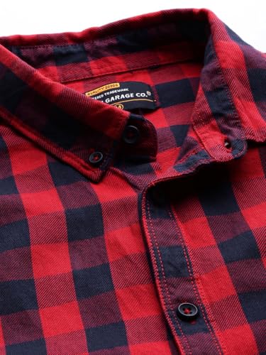 Image of The Indian Garage Co Men Slim Fit Checkered Full Sleeves Cutaway Collar Casual Shirt