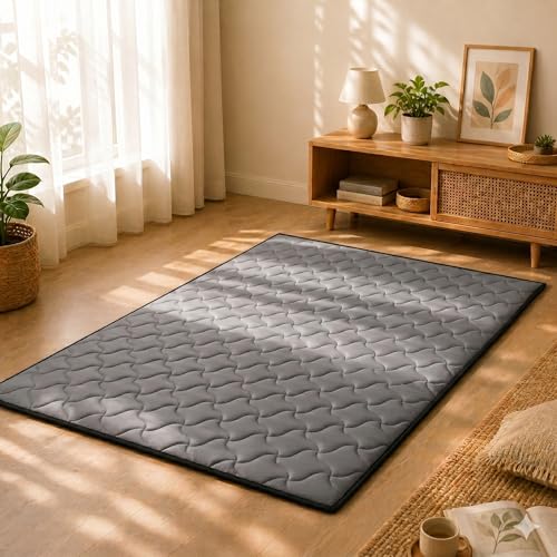 Image of Rhythm 3 Layer 1 Inch Foldable Mattress | Portable Lightweight Foam Bed | Comfortable Floor Sleeping Mat | Space Saving Design | Guest Bed Travel Camping Home Use | Grey 72x36x1