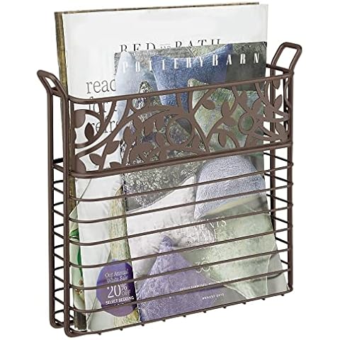 mDesign Wall Mount Magazine Holder and Organizer Cover