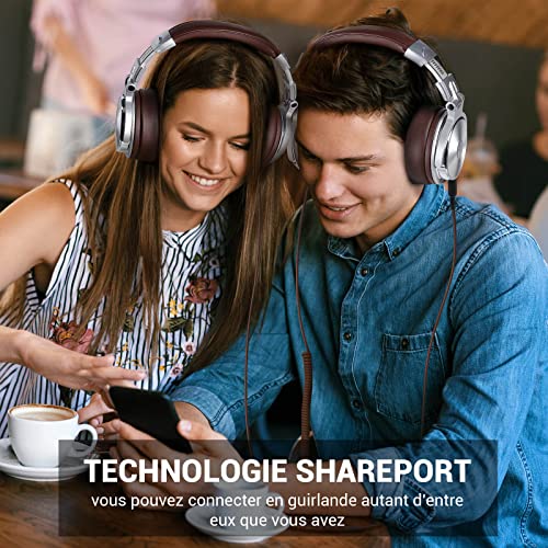 OneOdio Pro-30 Casque Audio Filaire DJ Piano Guitare Studio avec Circum-Auriculaire Coton Extra Épais et Doux, Hi-Res Audio Extra Bass, Share-Port, 2 Prise Jacks, Heaphone Musique Phone PC AMP Monitor - Image 6