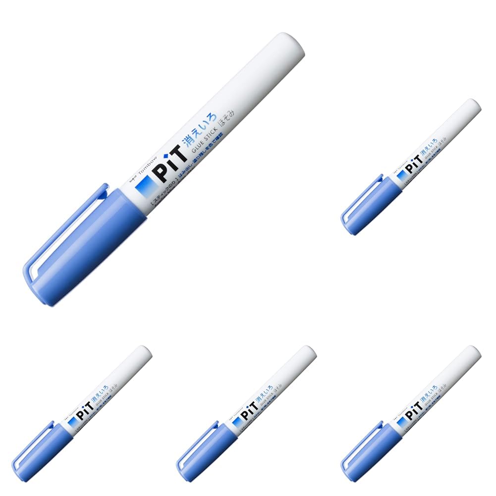 トンボ鉛筆 スティックのり 消え色ピットほそみ (細さ7.5㎜ 細かく塗れるペンタイプ) PT-PC (× 5)