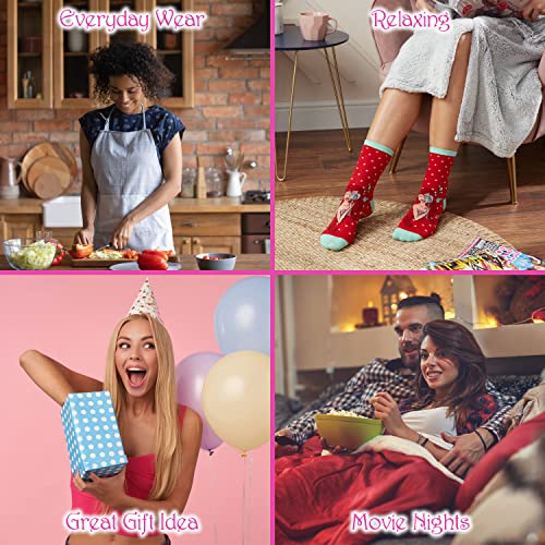 Image of Disney Stitch Socks Gifts for Women Teens, US Size 4-9, Baby Yoda Pack of 5 Fuzzy Casual Crew Socks for Home Sleep Winter