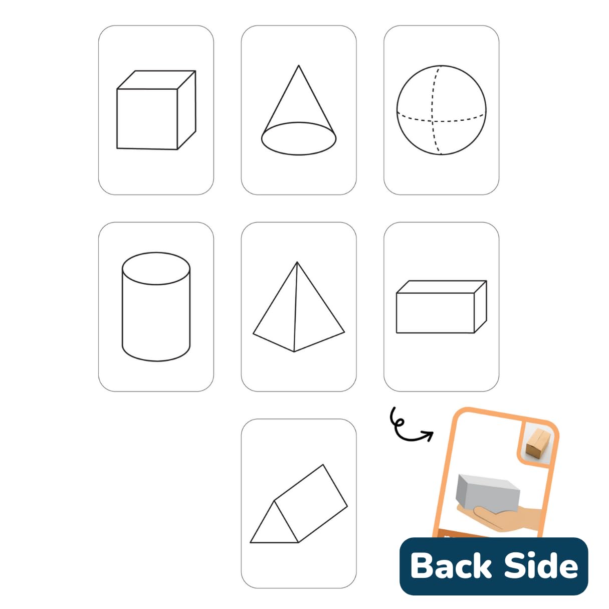 ABSee Me 3D Shape Bulletin Board Set - 7 PCS Reversible Shape Flash Cards Manipulatives for Kindergarten - 3D Shapes for Kids Wall Decor Math Poster - 3 Dimensional Shapes Math Posters for Classroom - Image 3