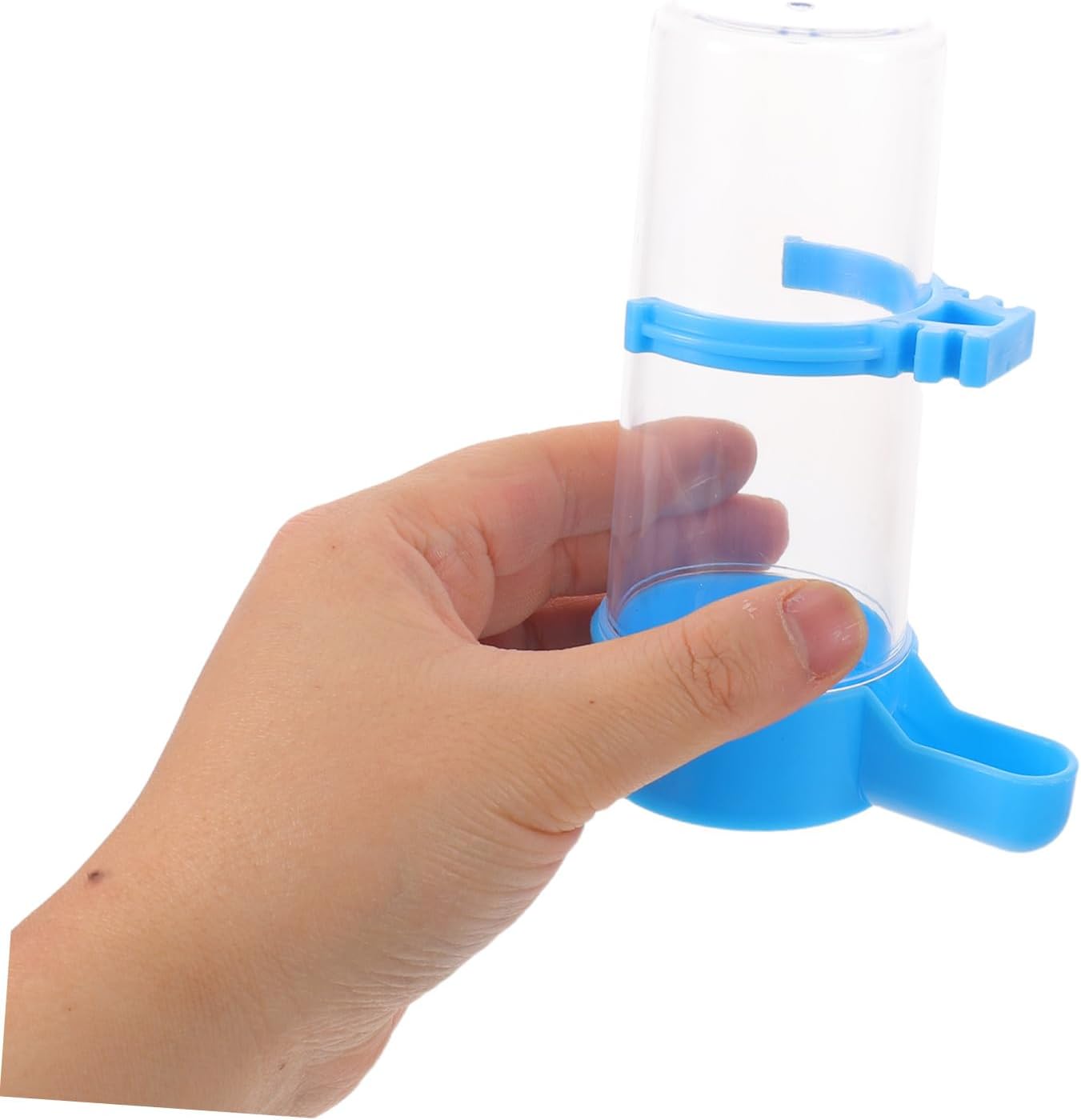 5pcs Automatic Bird Water Dispenser 180ml Drinking Bottle with Blue Base for Parrots Parakeets Small Birds Cage Water Feeder
