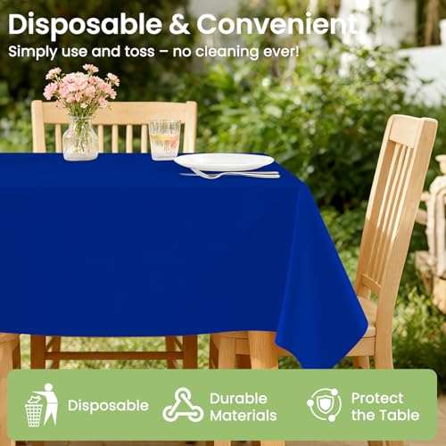 Image of LANLISA 4 Pack Navy Blue Plastic Tablecloth, 54 x 108 Inch Rectangle Table Cloth Disposable, Patriotic Decorations, Veterans Day Tablecloths, Plastic Cover