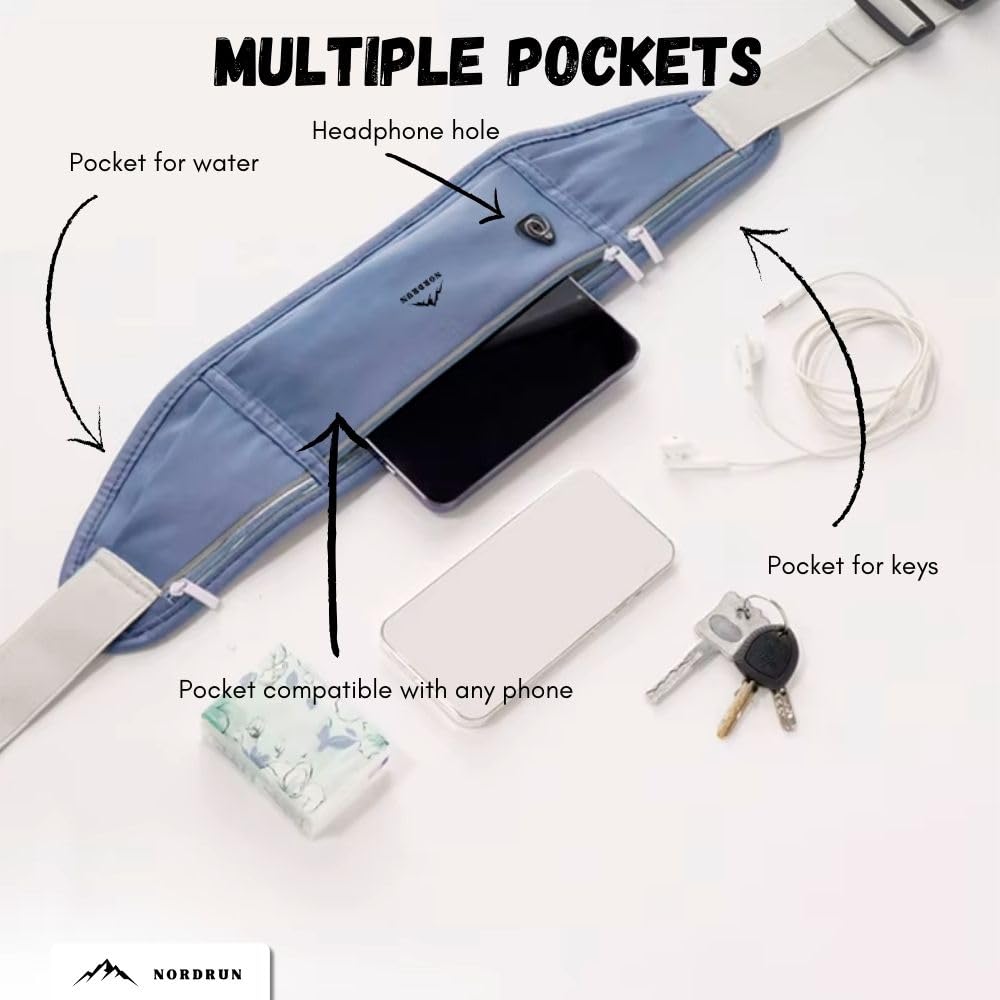 Adjustable and Waterproof Running Belt Suitable for All Phones, Blue, 20 x 10 cm - Image 4