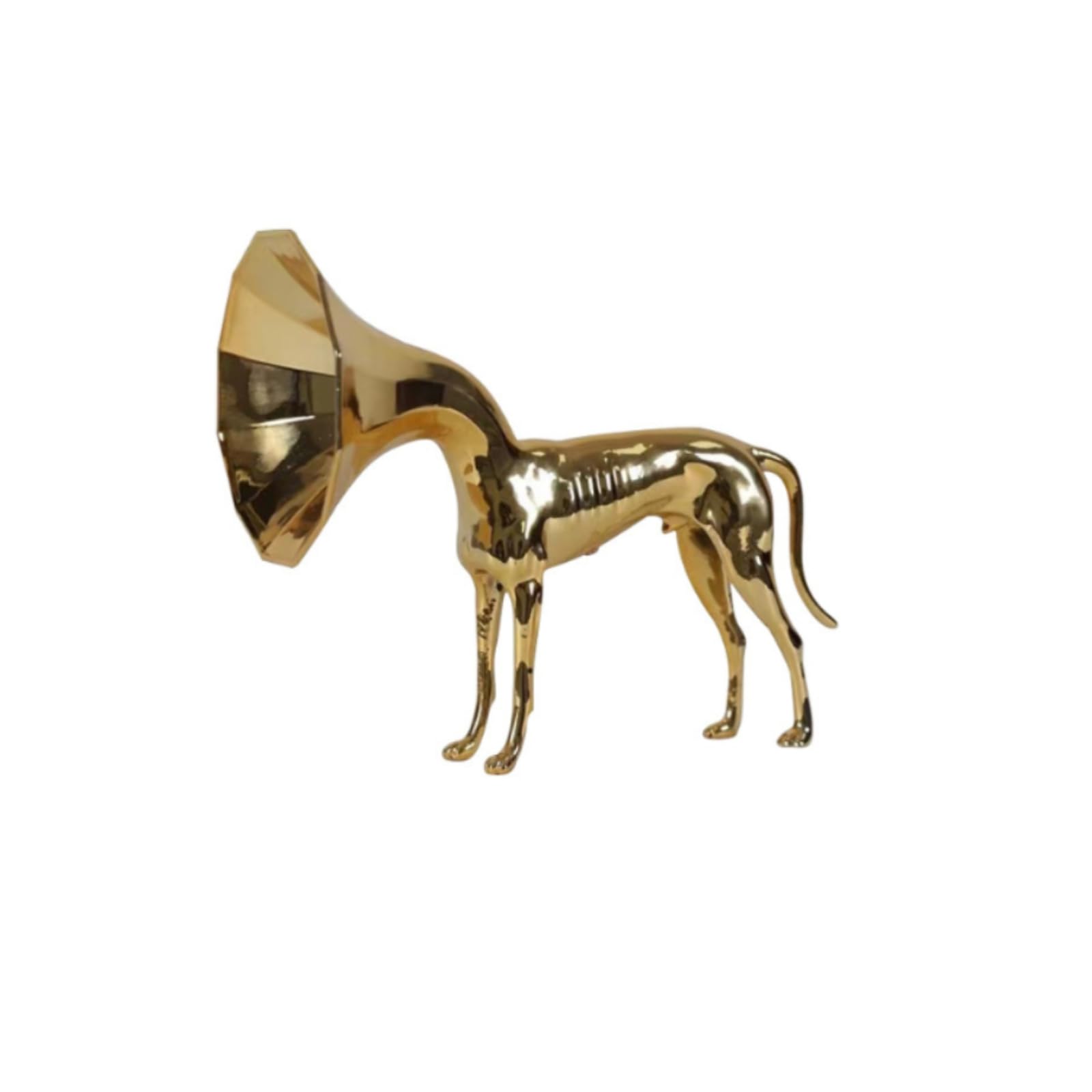 Décoration salon moderne avec statuette chien brillant doré original