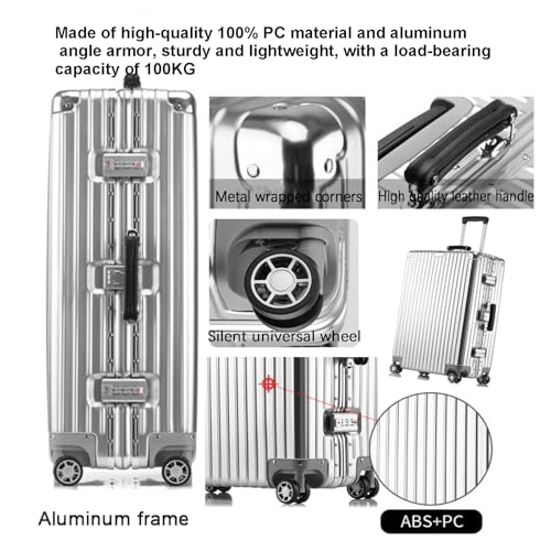 Large Suitcases PC+ABS Zipperless with Spinner Wheels Suitcase Hard Shell Suitcase Carry on Luggage TSA Approved Silver,Gold,29IN2
