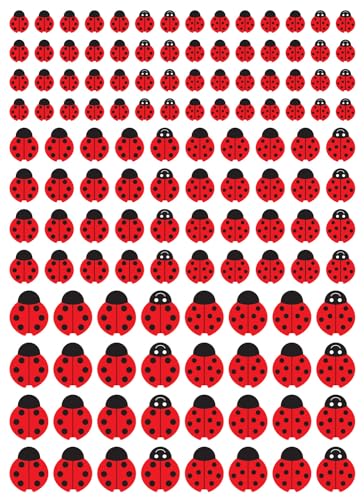 Gommettes coccinelles tailles assorties - 256 pièces - 1/1,5/2 cm