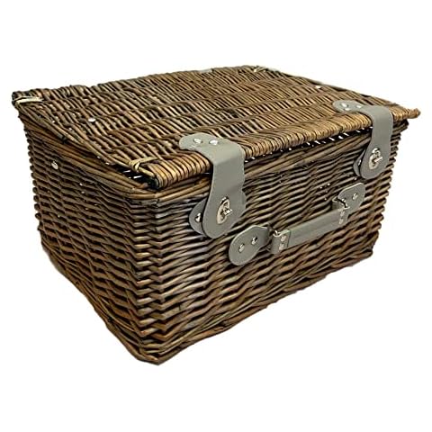 Arthur Cameron Natural Wicker Rectangular Hamper Storage Box (Medium, Light Grey) Cover