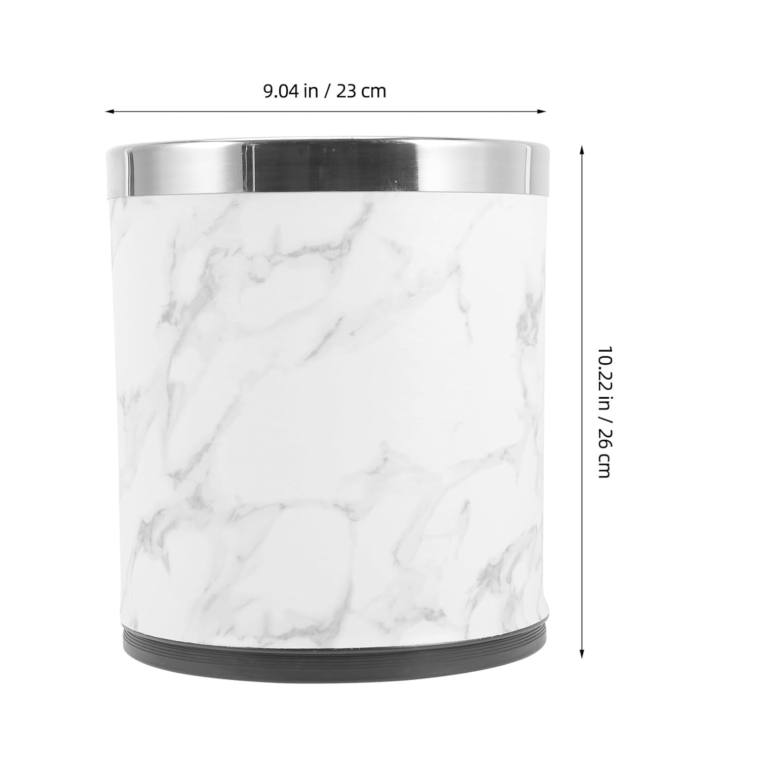 HANABASS Lidless Large Marble Pattern Trash Can with Silver Ring, Square Bedroom and Living Room Wastebasket, Bathroom Trash Storage Container for Home Organization