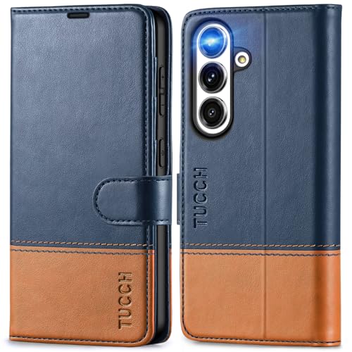 Housse cuir Galaxy S25 TUCCH style folio chic bicolore protection intégrale