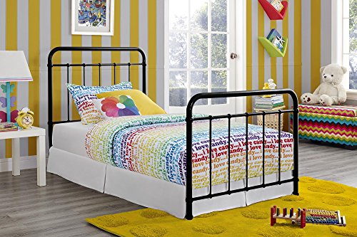 DHP Brooklyn Metal Iron Bed w/ Headboard and Footboard, Adjustable height (7” or 11” clearance for storage), Sturdy Slats Included, No Box Spring Required, Twin Size Mattress, Black DHP Brooklyn Metal Iron Bed w/ Headboard and Footboard, Adjustable height (7” or 11” clearance for storage), Sturdy Slats Included, No Box Spring Required, Twin Size Mattress, Black