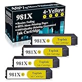4 Yellow 981X Remanufactured Ink Cartridge Replacement for HP PageWide Pro 556dn 556xh 556 MFP 586z MFP 586dn MFP 586f MFP 586 Printer,Sold by TopInk