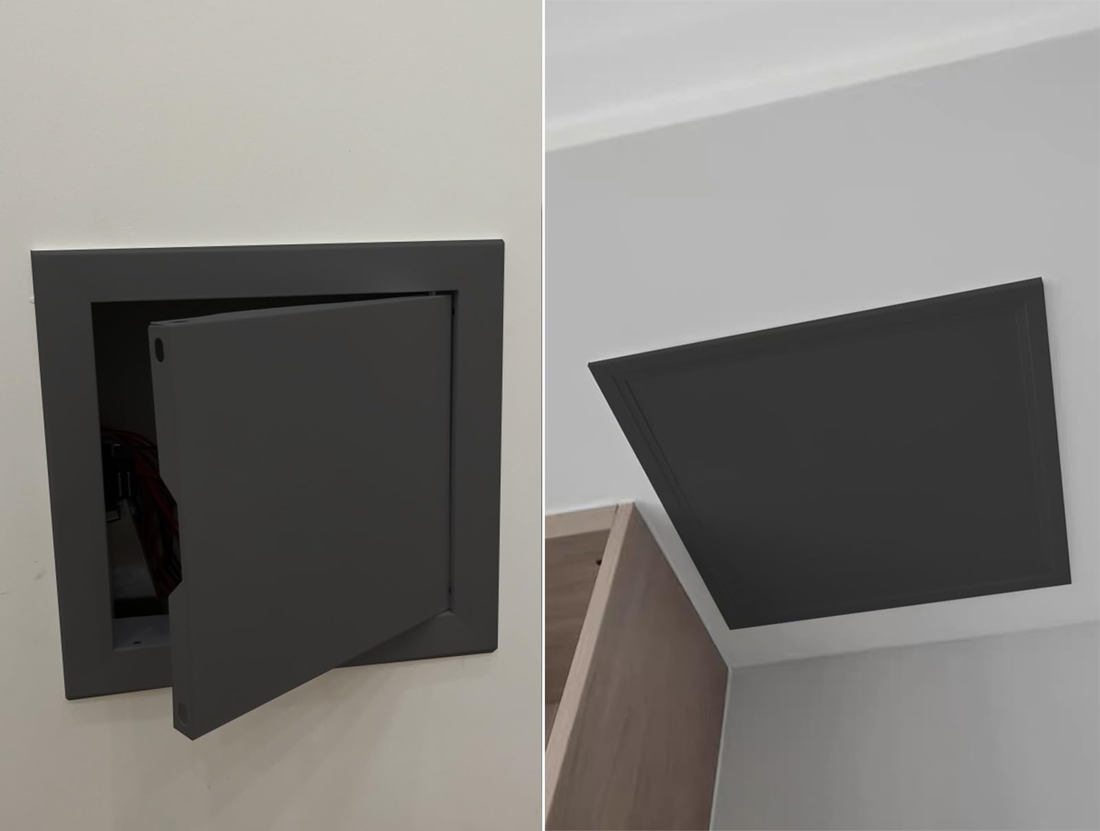 Czarny panel inspekcyjny otwierany wciskany - magnetyczne drzwi wejściowe na strych/przestrzeń do raczkowania / szafki - trwała aluminiowa rama, 40 x 50 cm / 16in x20in (16 x 20 cm) - idealny do