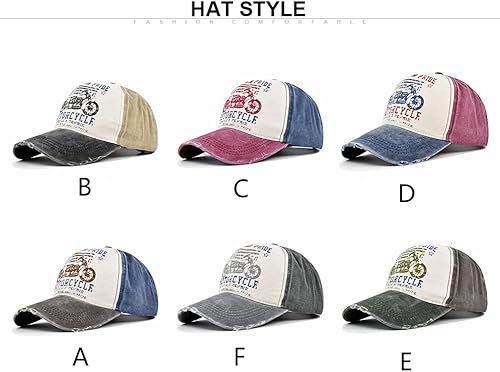 Miniatura 9 de Gorra de béisbol vintage 100% algodón lavado Denim Trucker Cap motocicleta patrón impresión sombrero al aire libre sol sombrero para hombre mujer