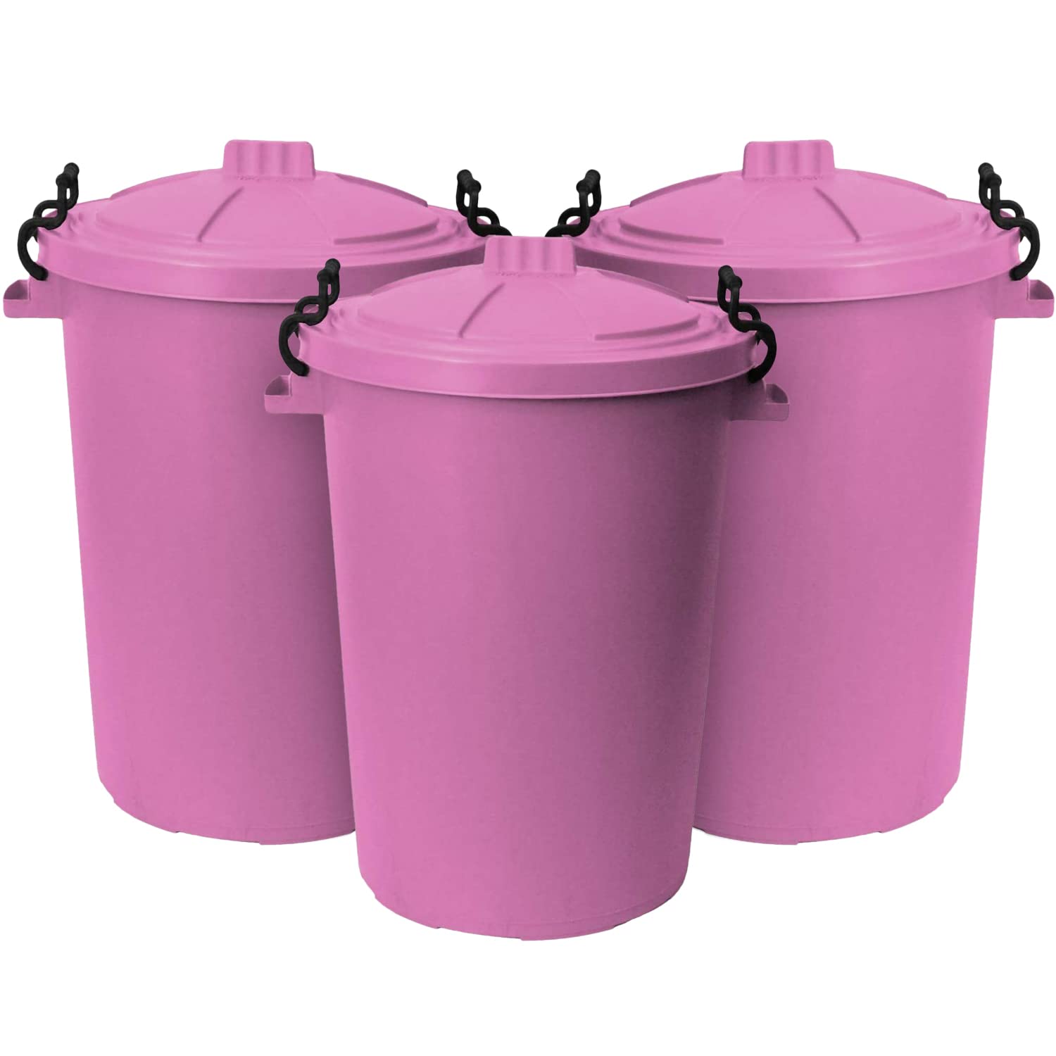 TENLITE (Set of 3) Large 50L Bin/Storage Bin With lid For Homes Gardens Animal Feed (Pink)