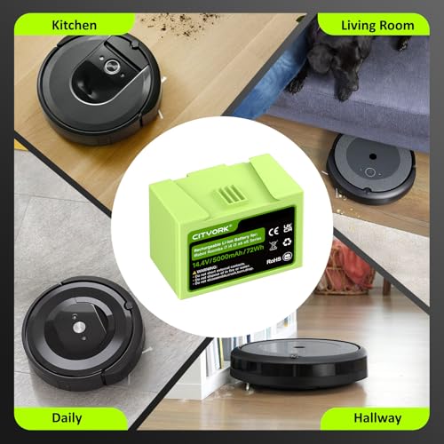 Image of CITYORK 14.4V 5000mAh ABL-D1 Battery for iRobot Roomba i3 3150 i3+ 3550 i4 4150 i4+ 4550 i7 i7+ 7150 7156 7158 7550 7558, e5 e6, J7 /J7+, J6+ /J6+, J5 /J5+ Series (Not for Roomba Combo Series)