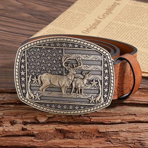 Image of Cowboy Belt Buckle for Men Western Cowgirl Rodeo Longhorn Bull Belt Buckles