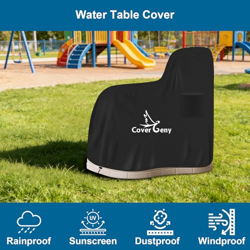 Kids Water Table Cover Fit Step2 Pump & Splash Discovery Pond Water Table, Waterproof Dustproof Anti-UV Outdoor Kids Water Toys with Windproof Adjustable Drawstrings, Cover only (40"x 30"x38") by Cover Geny - Used condition - Image 7