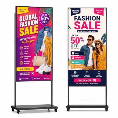Image of 55″ Digital Signage,3000 Nits Auto-Brightness Adjustment,Android 14, Floor Standing Digital Kiosks Displays,CMS /WiFi /HDMI /USB Input Auto Media Player, Totem Advertising Digital for Shop Window