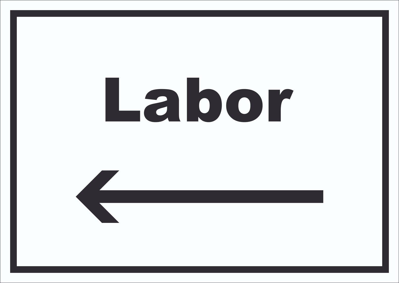 Labor Schild mit Text und Richtungspfeil Links untersuchen forschen waagerecht A1 (594x841mm)